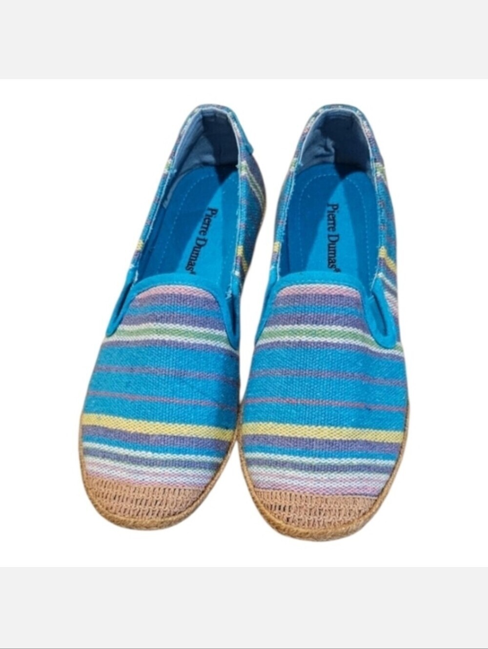 Pierre Dumas Teal Striped Slip-On Espadrille